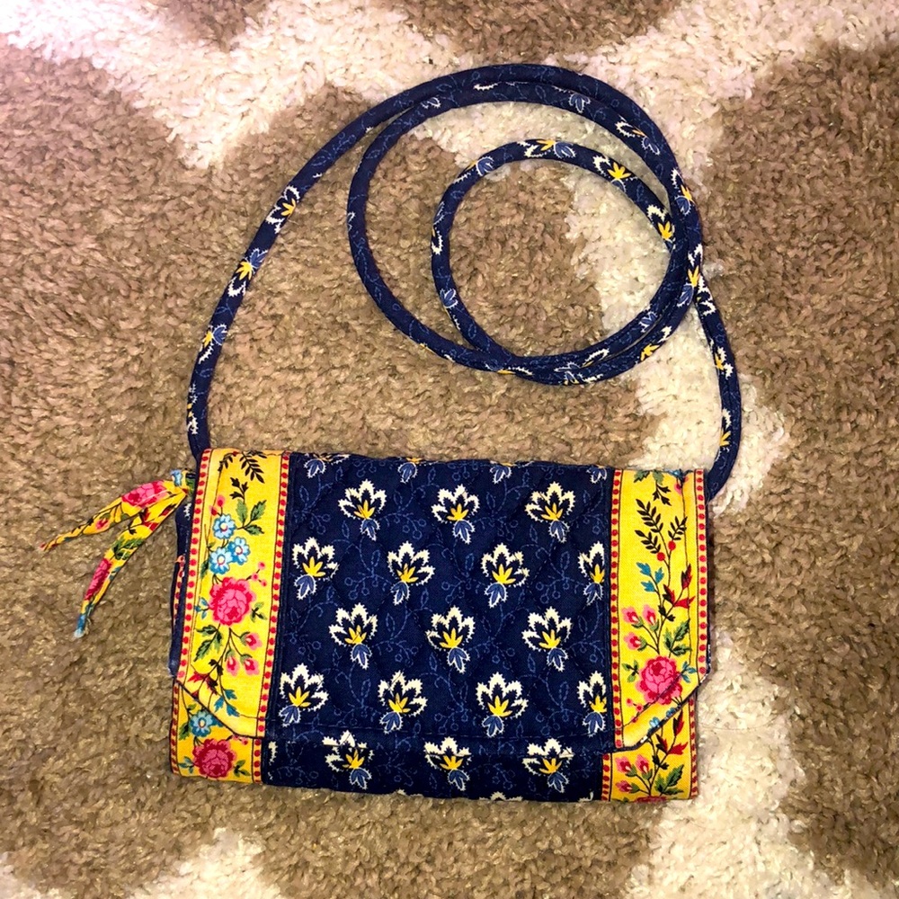 Vera Bradley Maison Blue TriFold Crossbody Wallet